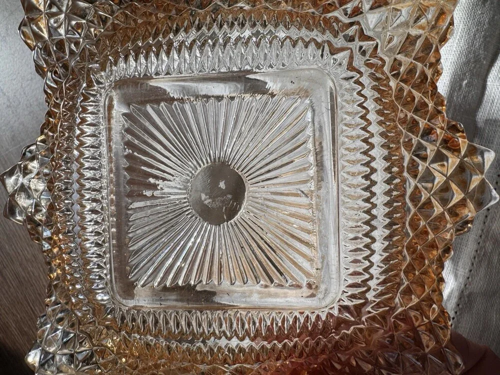 Indiana Glass Diamond Point Ruffled Candy Dish/candle Votive/trinket Dish